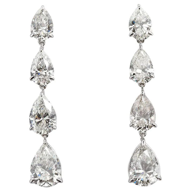 11.83 Carats Pear Shape Diamond Dangle Earrings