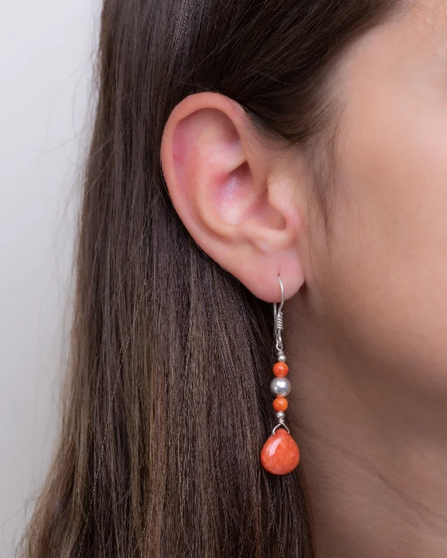 Orange Drops Stones Earring