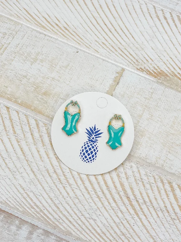 Aqua Swimsuit Signature Enamel Studs by Prep Obsessed