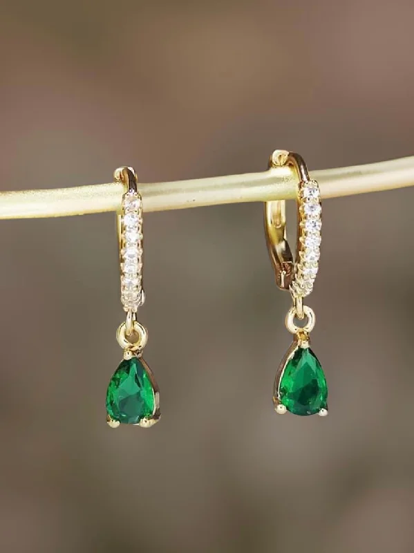 Beautiful Emerald Green Huggie Earrings