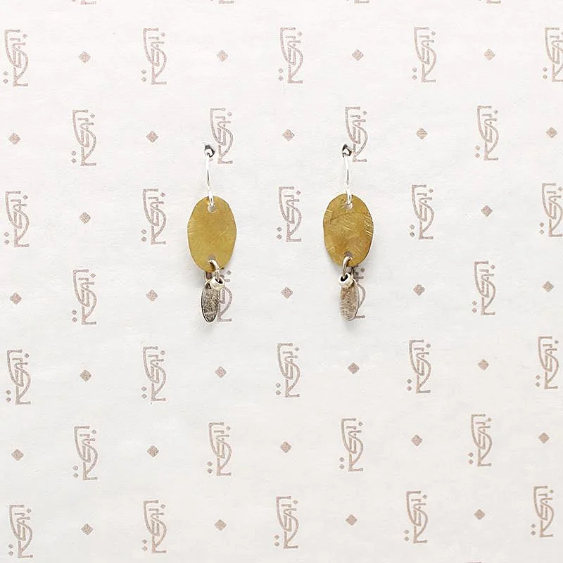 Brass & Silver Petal Earrings by Brin