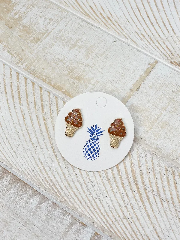 Chocolate Swirl Ice Cream Cone Signature Enamel Studs by Prep Obsessed