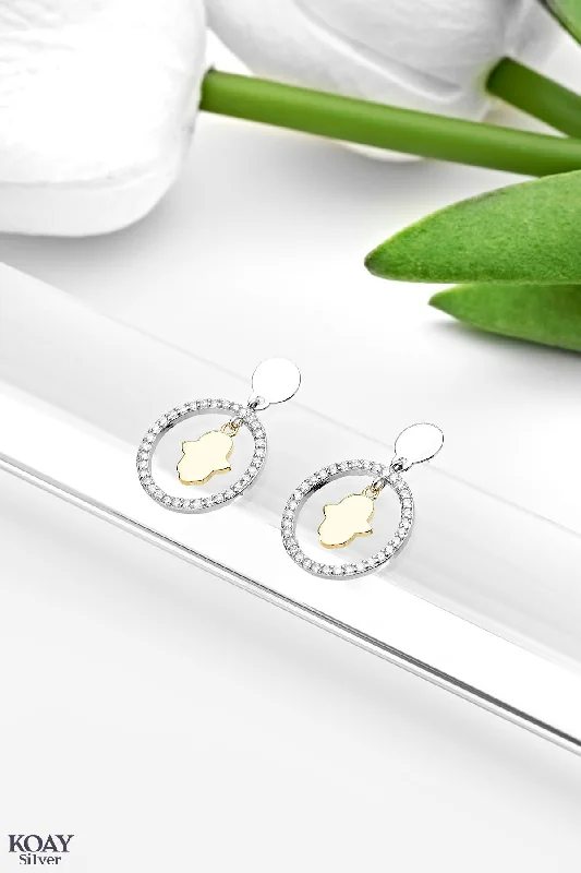 Zircon Hand Gold Plated Earring