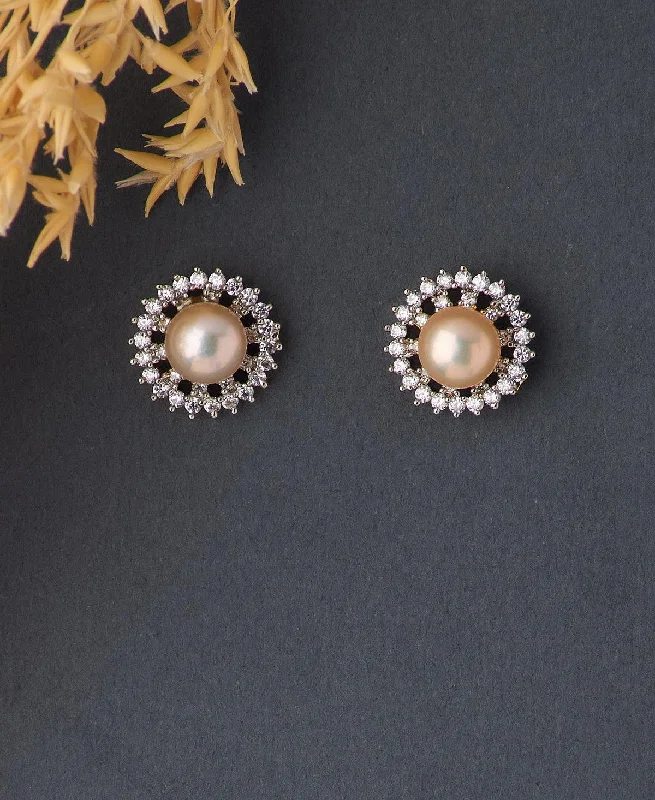 Classy Pink Pearl Stud Earring