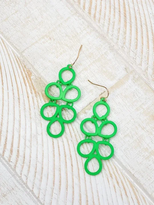 Coil Statement Dangle Earrings - Neon Green