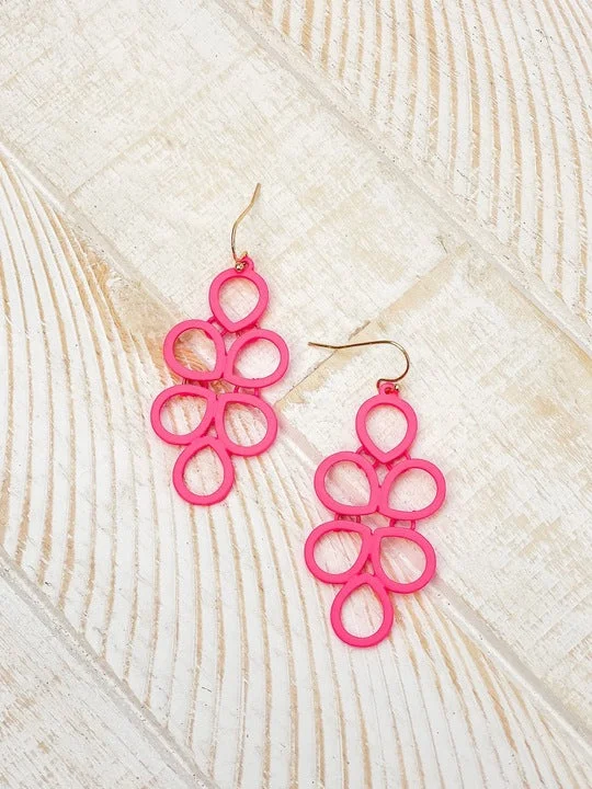 Coil Statement Dangle Earrings - Neon Pink