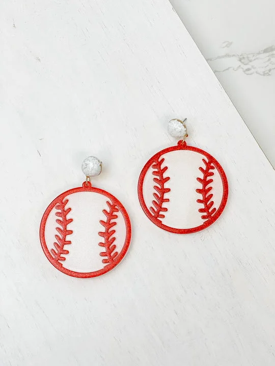 Confetti Post Acrylic Baseball Earrings