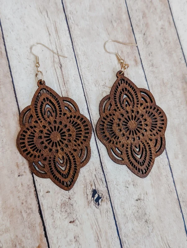 Beautiful Brown Wood Earrings