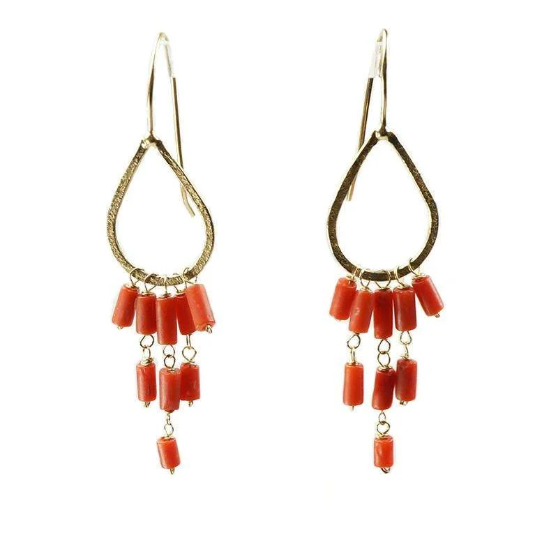 The Cairo Earrings by brunet in Red Organic Beads