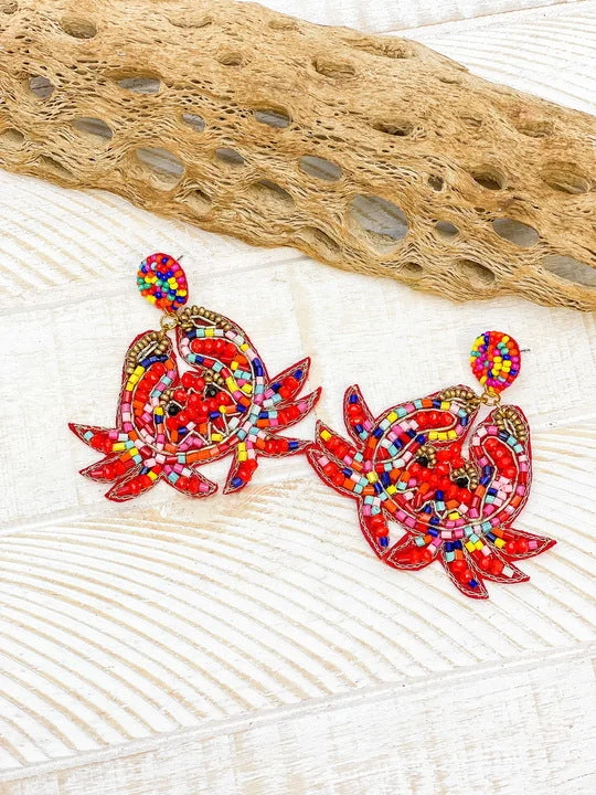 Crab Beaded Dangle Earrings - Multi