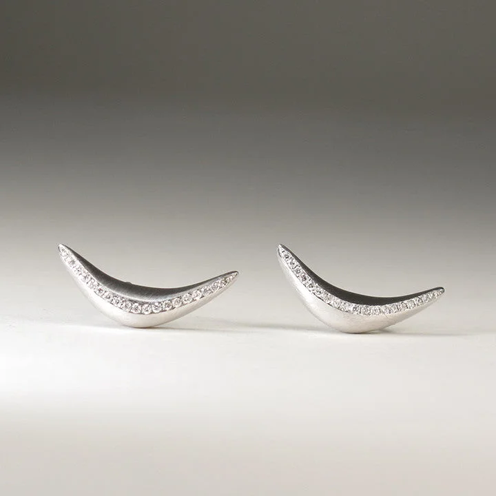 Crescent Earrings with Diamonds