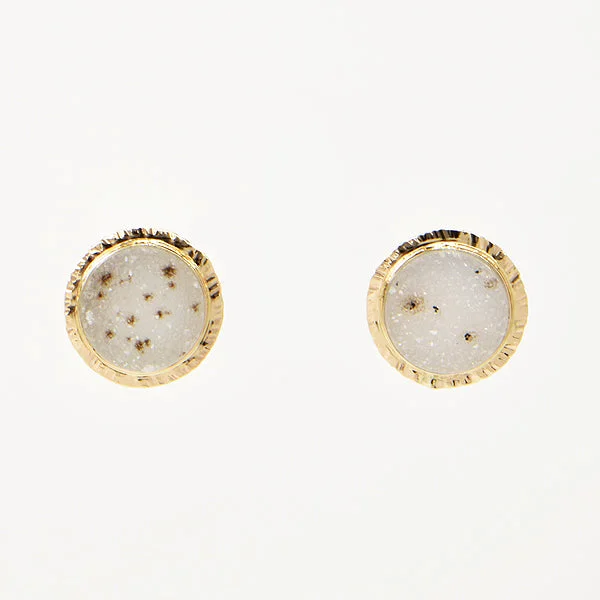 Speckled White White Drusy Quartz Earrings