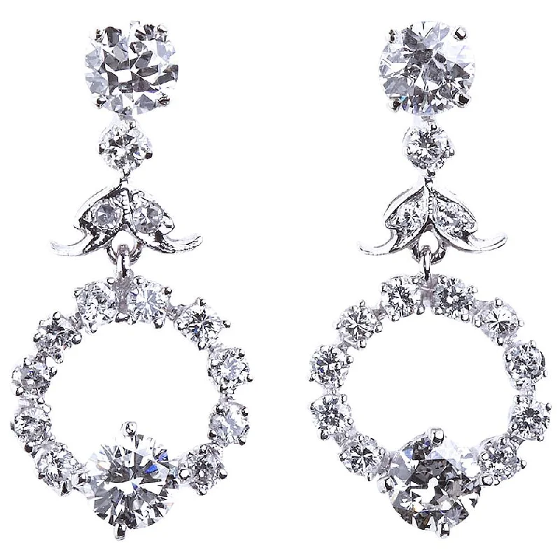 Diamond Drop Hoop Design Earrings