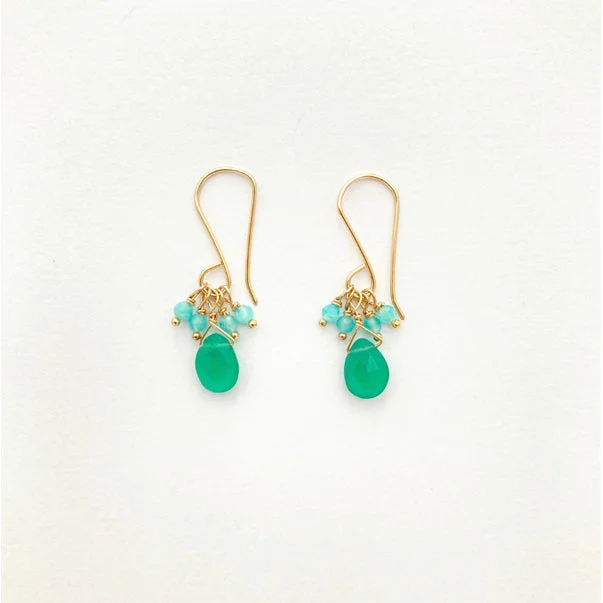 Green onyx and Amazonite bead earring