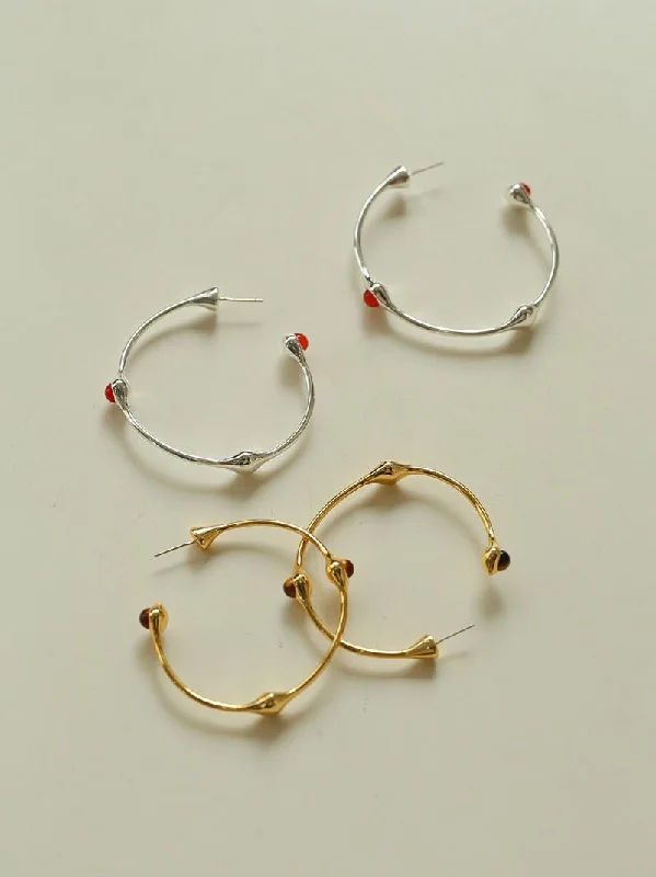 Fashion Tiger Eye Red Agate Hoop Earrings