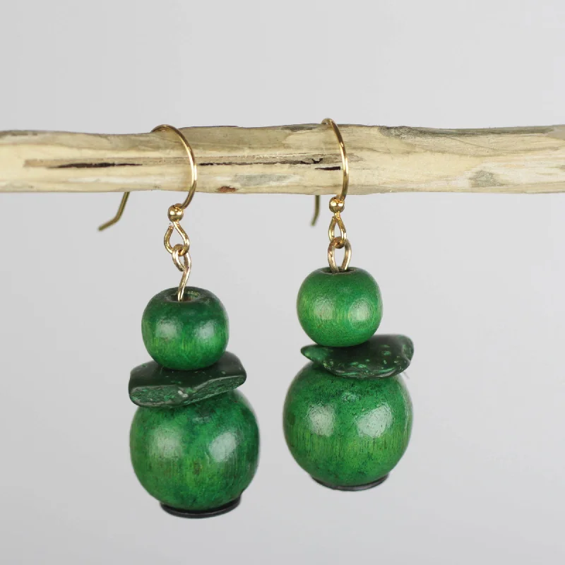 Green and Mighty Handcrafted Green and Mighty Sese Wood Dangle Earrings