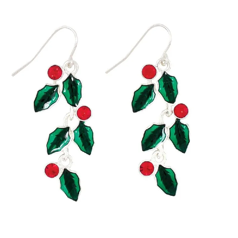 Holiday Earrings Cascading Holly