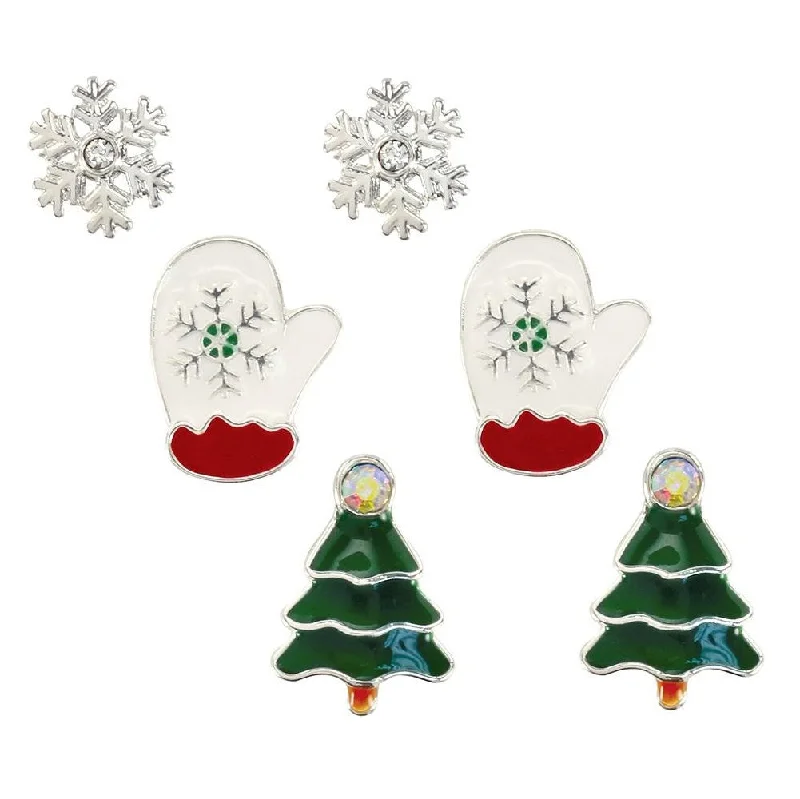 Holiday Earrings Mittens and Snowflakes and Trees