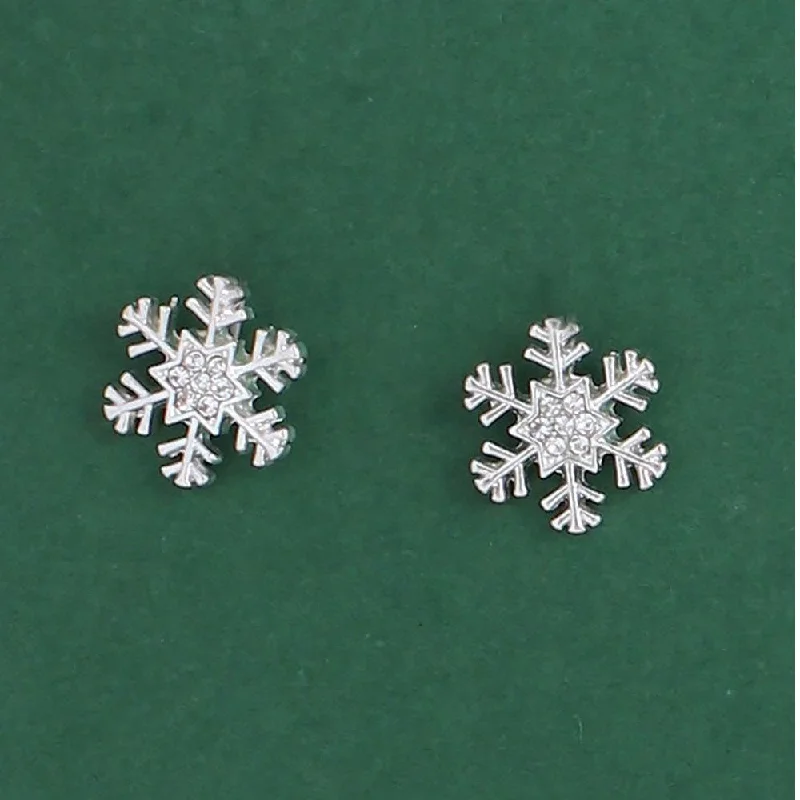 Holiday Earrings Matte Silver Snowflake