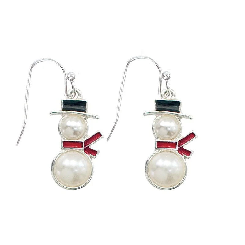 Holiday Earrings Pearl Snowmen