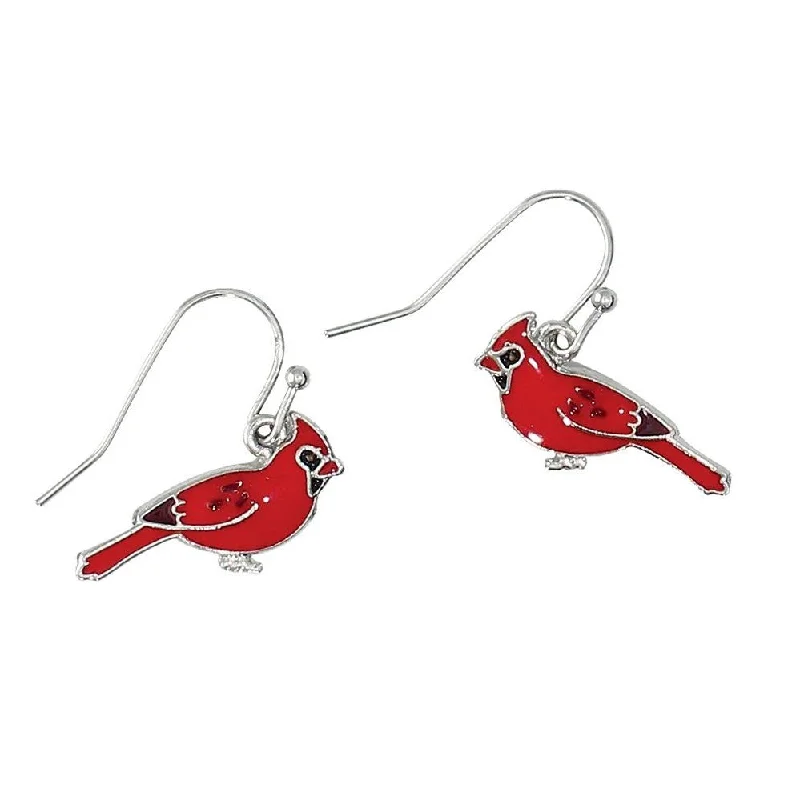 Holiday Earrings Red Enamel Cardinals