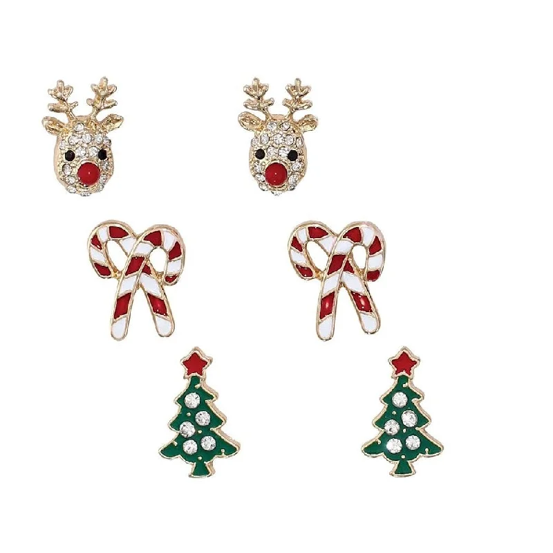 Holiday Earrings Rudolph,Tree, Candy Cane