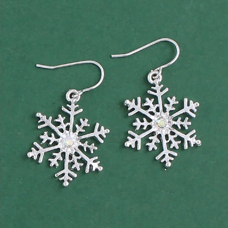 Holiday Earrings Silver Snowflakes