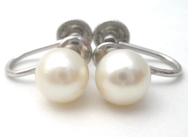 Imperial Pearl Earrings 12K White Gold Filled Vintage