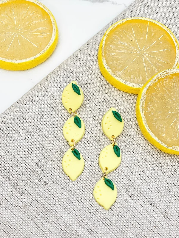 Lemon Charm Dangle Earrings