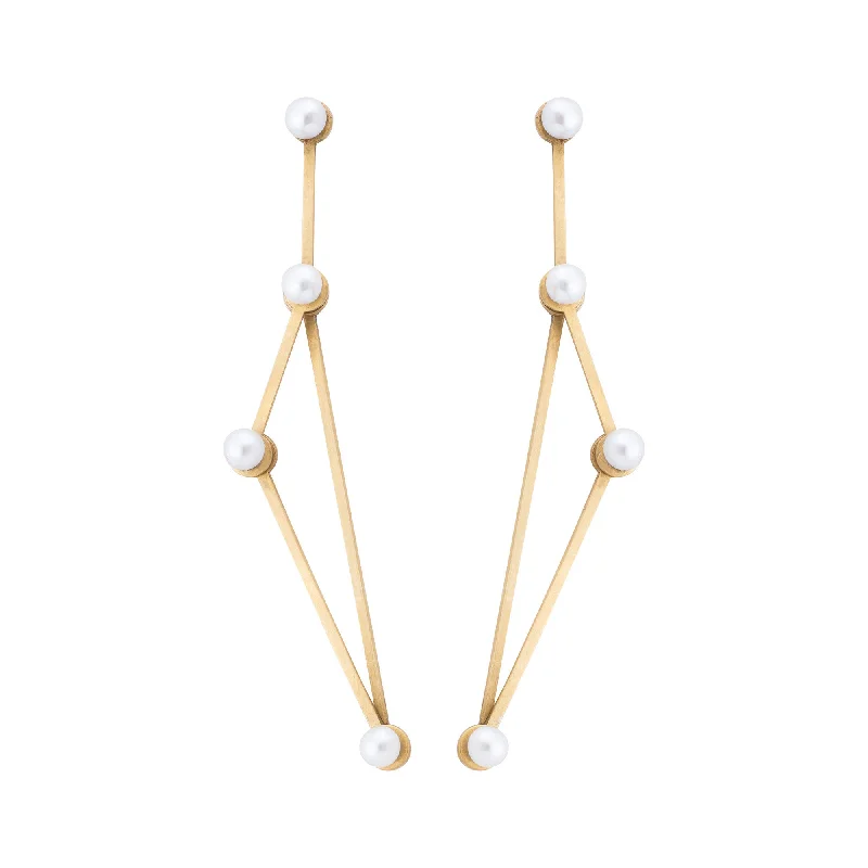 Lucy Triangle Earrings with Pearls