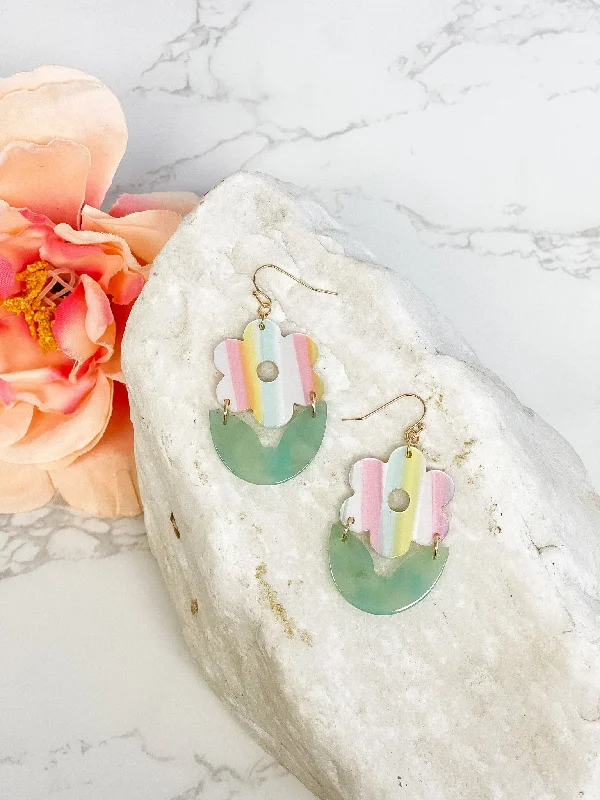 Multi Spring Flower Dangle Earrings