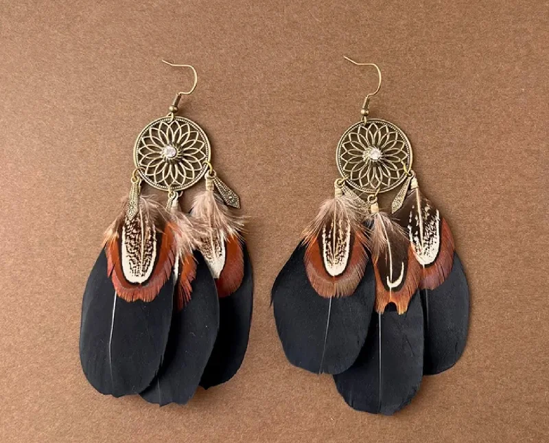 Beautiful Black Feather Earrings