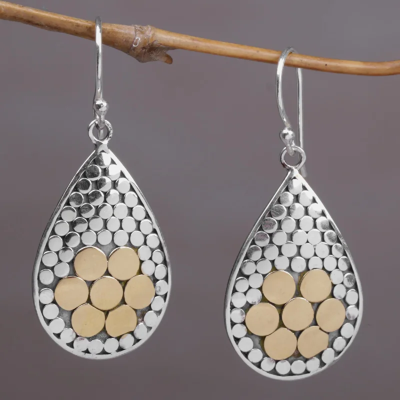 Precious Drops Gold and Sterling Silver Teardrop Dangle Earrings Indonesia