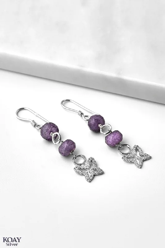 Purple Zircon Butterfly Earring