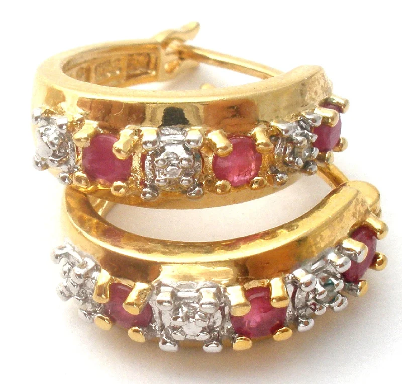 Ruby & Diamond Hoop Earrings Ross Simons