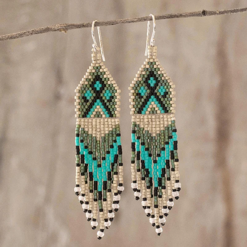 Santiago Kites Long Beaded Waterfall Earrings