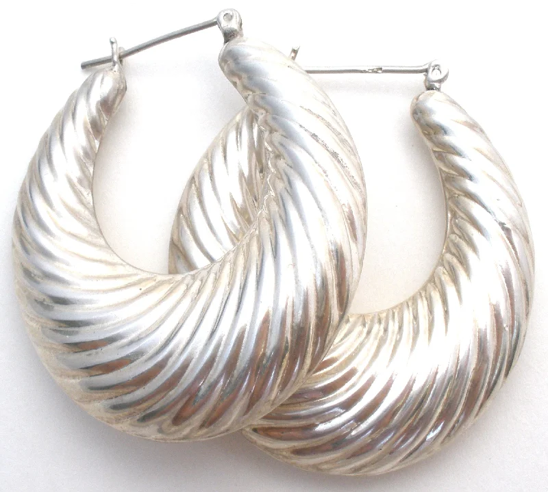 Sterling Silver Shrimp Hoop Earrings Vintage