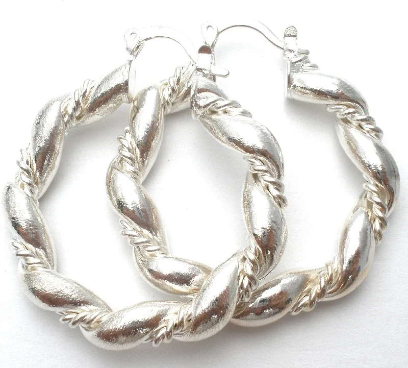 Sterling Silver Twisted Hoop Earrings