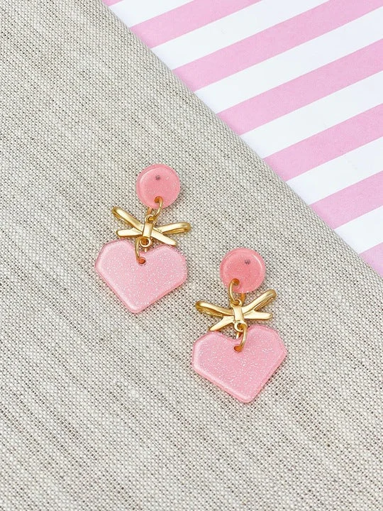 Sweetheart Ribbon Dangle Earrings