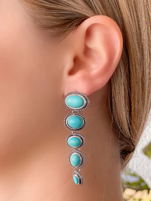 Turquoise Round Layered Dangle Earrings