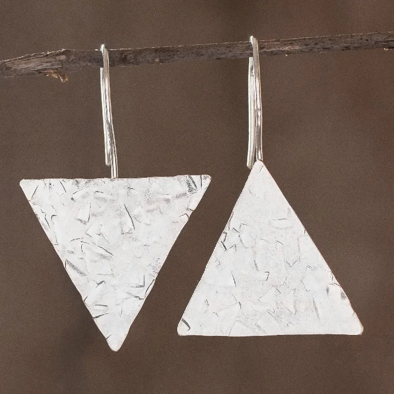 Up and Down Modern Sterling Silver Asymmetric Geometric Earrings