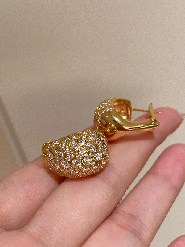 Vintage Full Pavé Wave Earrings