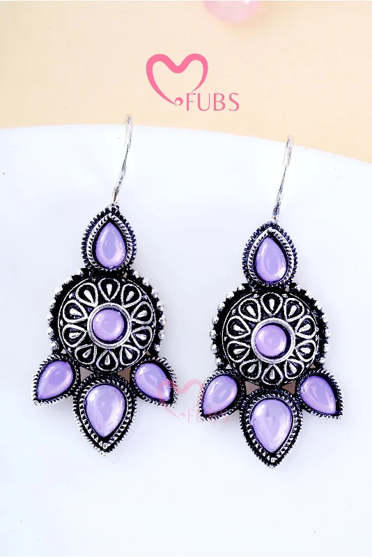 Violet Phool Elegance Oxidized Earrings