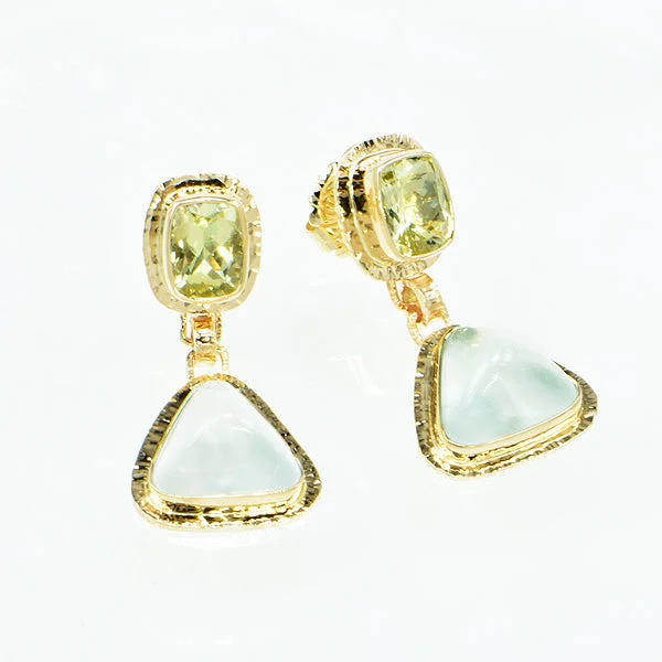 Yellow Beryl & White Topaz Earrings