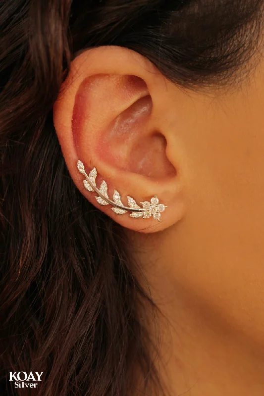 Zircon Leaf Earring