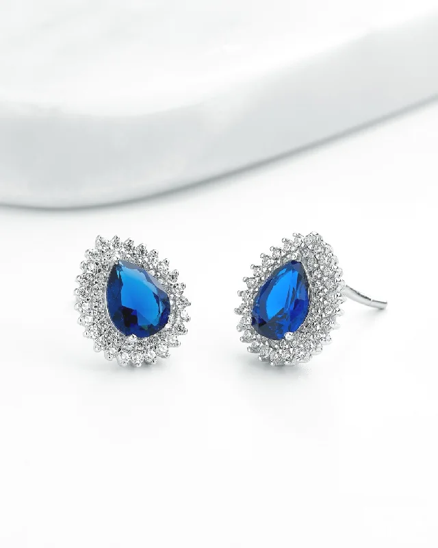 Zircon Oval Blue (03) Earring