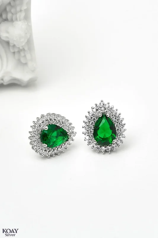 Zircon Oval Green (03) Earring