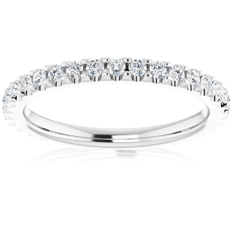 1/2 Ct Lab Grown Diamond EX3 Eternity Ring Womens Bad 14k White Gold