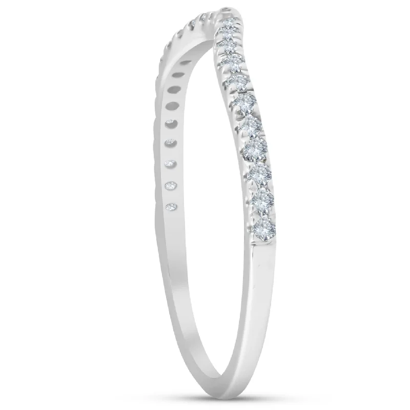 1/4 Ct Curved Diamond Guard Enhancer Wedding Ring 10k White Gold