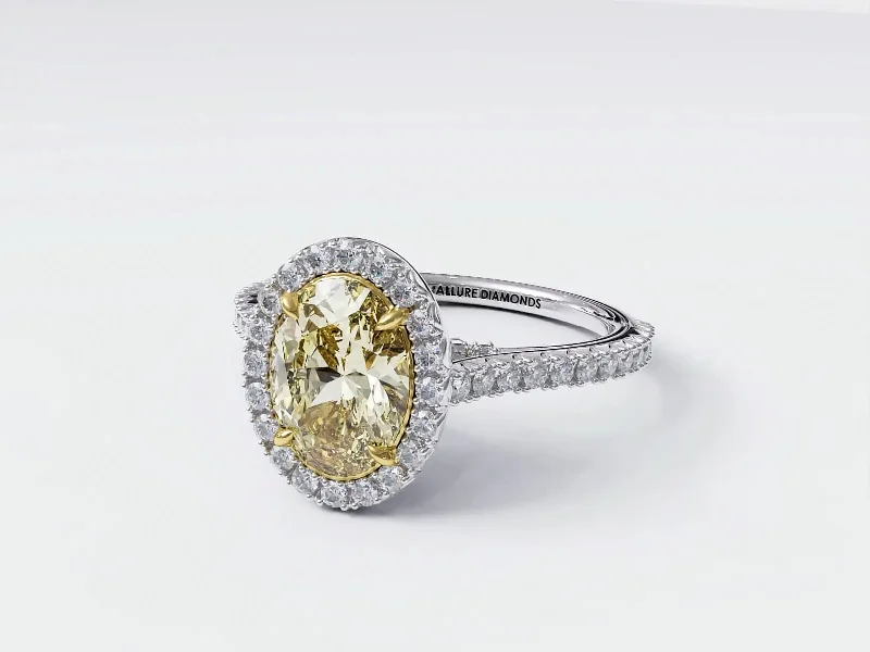 1.40 Carat Z-color VVS2-clarity Oval Cut Diamond Two-Tone French Pavé Engagement Ring